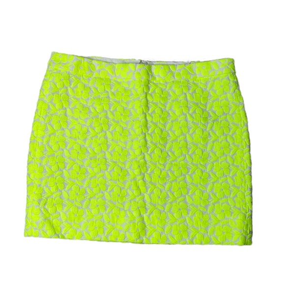 J. Crew Dresses & Skirts - NWT J CREW NEON GREEN EMBROIDERED MINI SKIRT